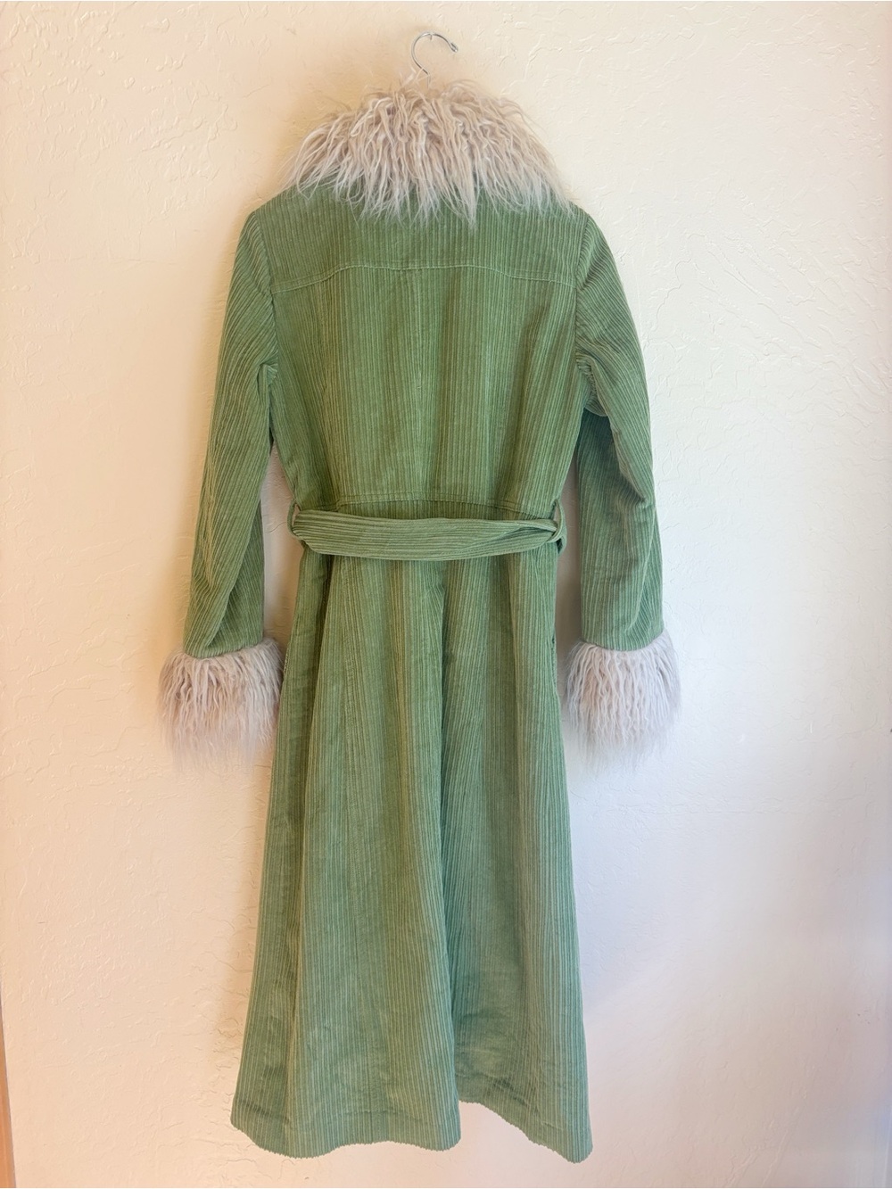 Urban Outfitters Tasha Coat Corduroy Faux Fur Trim Belted Jacket Boho Penny Lane - Picture 7 of 9